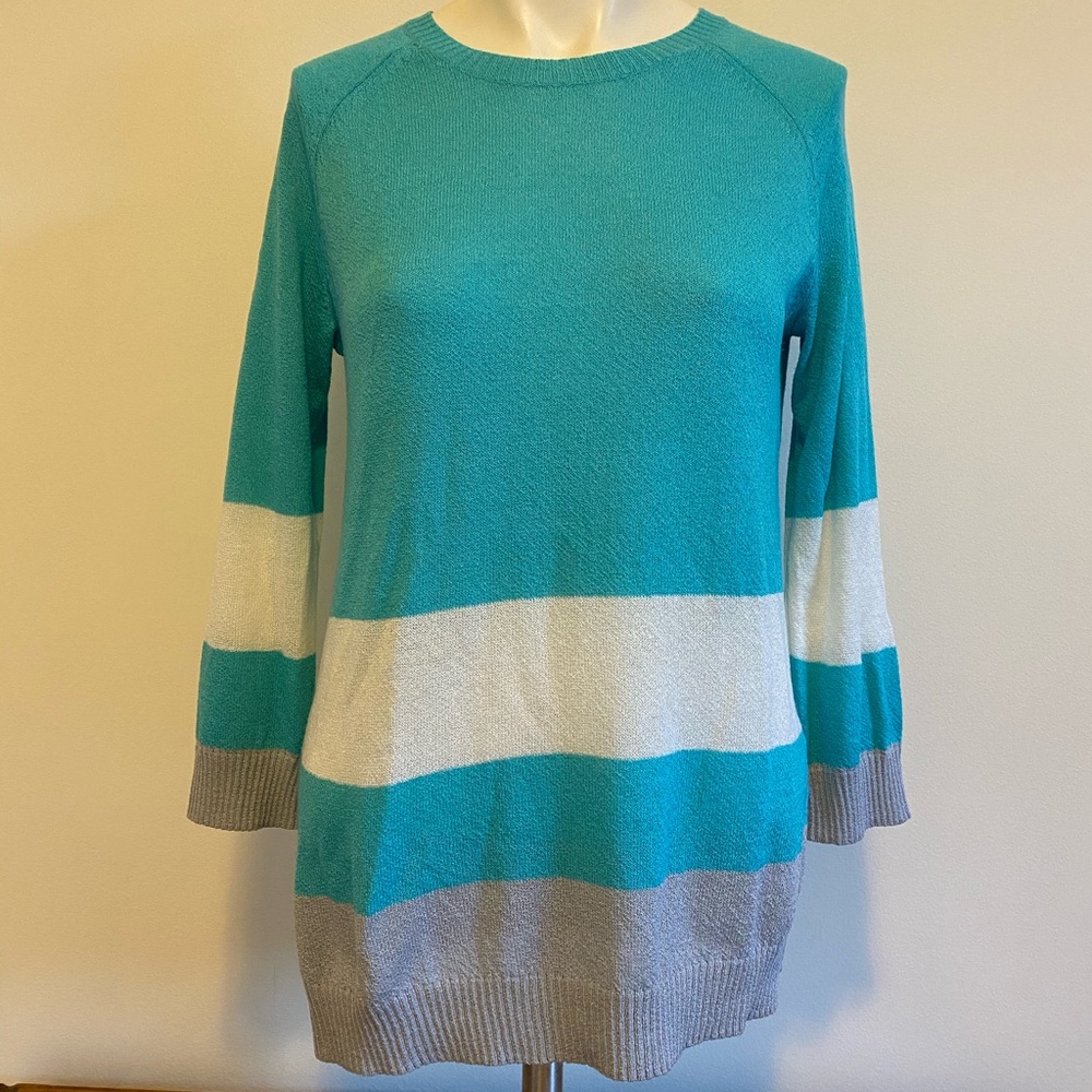 Kensie Pieces Turquoise Open Knit Sweater